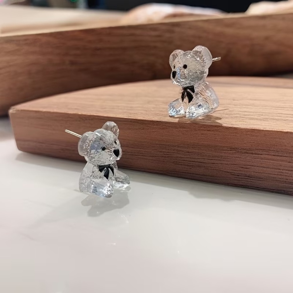 NEW Elegant Clear Bear Earrings. Unique Bear Earrings. 🐻 A7-241 - Picture 3 of 8